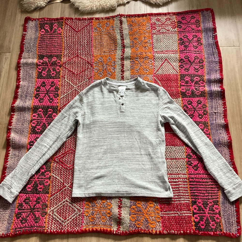 Gray Long Sleeve Henley Shirt